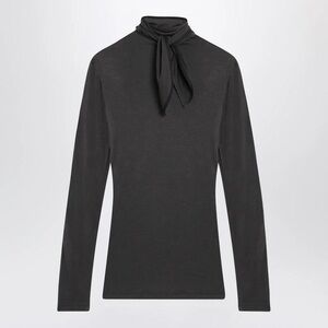 Mango Suit Women’s Black Mockneck Tie Detail Longsleeve XS / Small